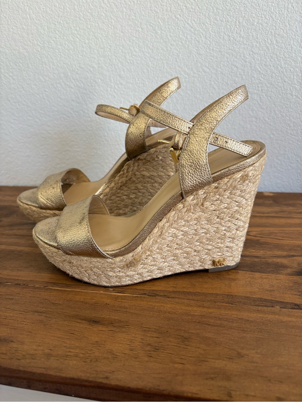 Michael Kors Metallic Gold Wedge Sandals - Women
